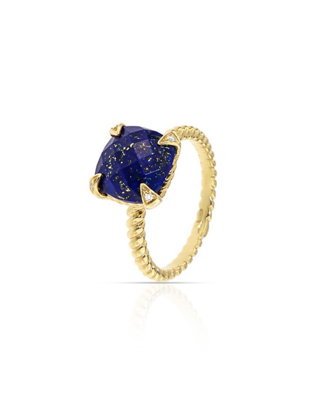 Inele Peroni&Parise Queen aur 14 kt cu diamante si lapis lazuli QUE-A01DBLAP
