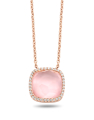 colier Tirisi Jewelry Milano aur 18 kt cu diamante si cuart roz TP9181PQ-P
