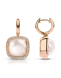 Tirisi Jewelry Milano aur 18 kt rotunzi cu diamante si cuart alb cu sidef 